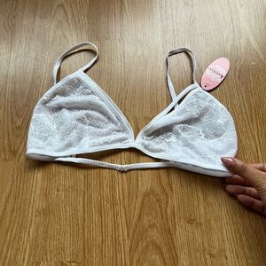Anemone White Lace Triangle Bralette